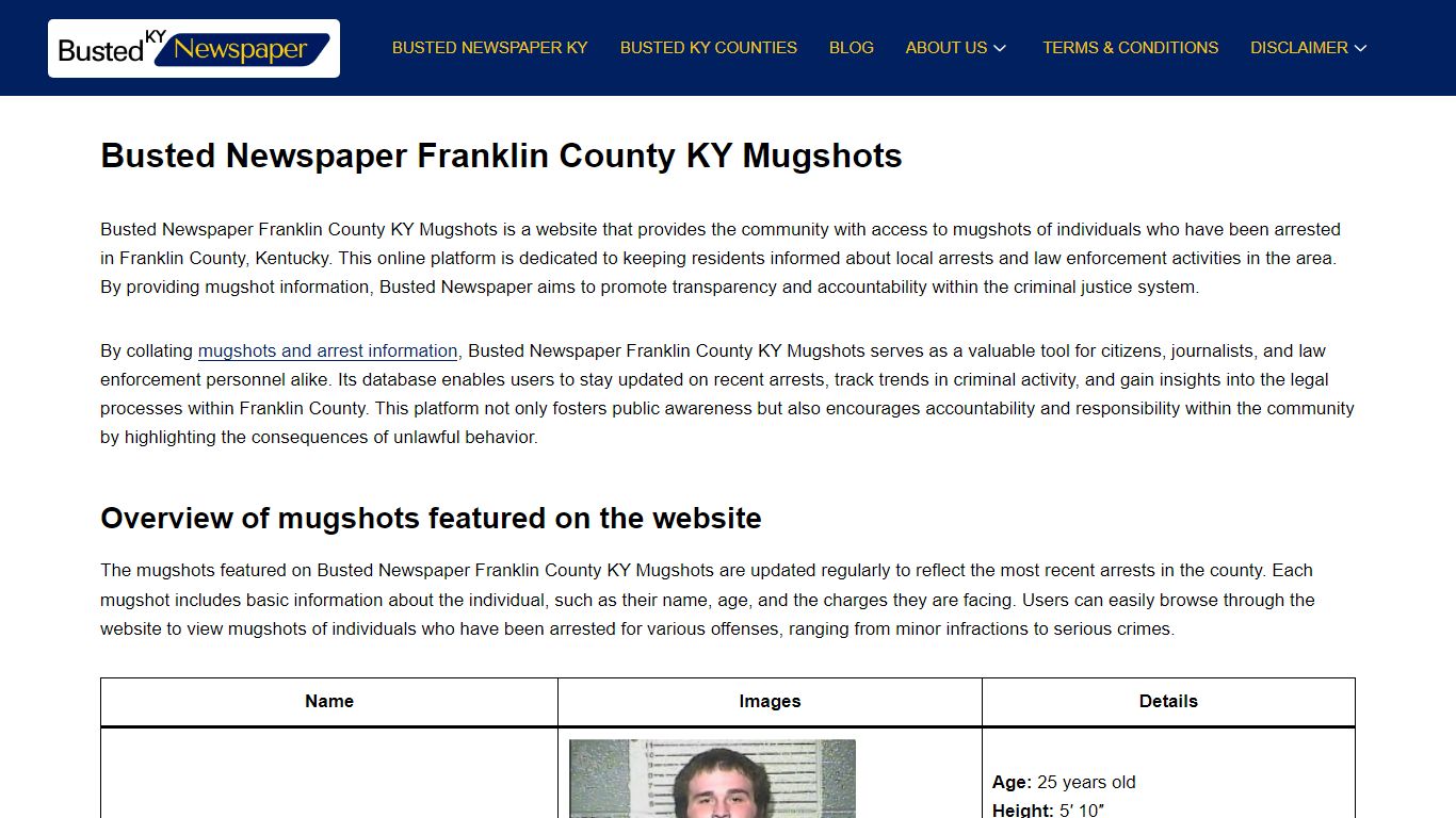 Busted Newspaper Franklin County KY Mugshots